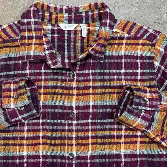 Woolrich Plaid Flannel Button Down Shirt Vintage Outdoor Cabin Style - Picture 4 of 10